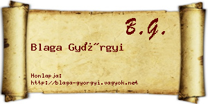 Blaga Györgyi névjegykártya